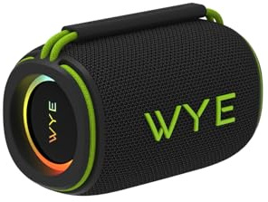 WYE Wireless Bluetooth Speaker with 6 RGB Lighting Modes, IPX6 Waterproof Portable Speaker with Deep Bass Hi-Fi Sound & 6-Hour Playtime for Travel, Home & Outdoor Parties - Black