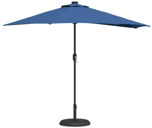 vidaXL Garden Parasol Azurblau 294 x 150 x 224 cm Fabric, Collapsible UV Resistant Garden Parasol, Outdoor Umbrella with Adjustable Shade, Waterproof Sun Protection for Balcony