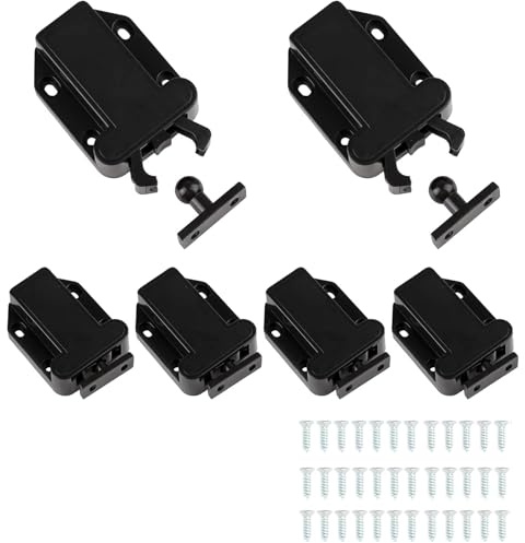 6 Stück Druckschnäpper Push-to-Open Türriegel mit Schrauben | Touch Release Catch Türriegel mit Automatischer Pop Up Funktion für Küche Schublade Schränke Zuhause