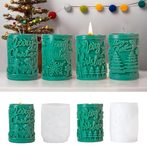 Yohuork 2 Stück Kerzenform Silikon Weihnachten, Kerzenformen zum Gießen, Silikon Schneeflocke Kerzenform Silikonform, Kerzen Selber Machen Set Weihnachten Für Duftkerzen, Handwerk Ornamente
