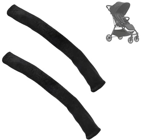 Penitue 2stk Baby Kinderwagen Armlehnen Abdeckungen, 39x15cm Universell Kinderwagen Griff Schutzabdeckung Ersatz Abnehmbar Griff Hüllen Praktisches Zubehör (Schwarz)
