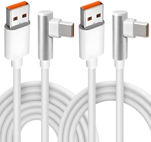 2 Pezzi 120W Cavo USB Type-C (1M+2M) per Xiaomi Mi14 14 Ultra 13 Pro 12 12T 11,6A Cavi USB C Ricarica Rapida per Redmi K60 Ultra Note 13 12 Pro+,Black Shark 5 4,Poco F6 F5 F4 GT 5G X6 X5 M5 (90 Gradi)