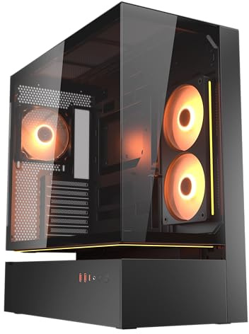 Cougar CFV235 – ARGB Gaming‑Gehäuse, Mid‑Tower ATX/CEB, 270° High‑Airflow, 4× ARGB‑PWM‑Lüfter, GPU‑Unterstützung bis 430 mm, USB‑C – Schwarz