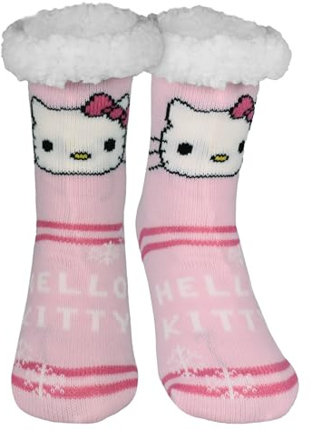 United Labels Hello Kitty Hüttensocken - Haussocken für Damen Kuschelsocken Flauschige Wintersocken warme Frauen Socken Rosa