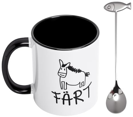 GZRXIOU Tazza Cavallo Divertente 350ml con Cucchiaio, Tazza Cavallo Divertente con Scritta, Regalo Ragazza Cavalli, Regali per Amanti dei Cavalli, Idea Regalo Donna, Motivo Cavallo Carino in Ceramica