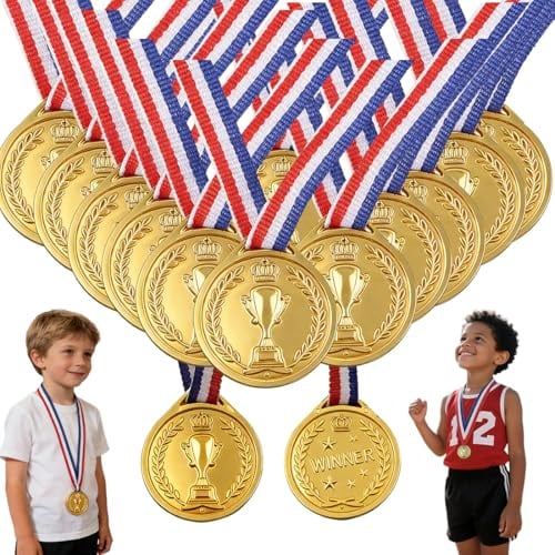 GYCAQAC 20 Stücke Gewinner Medaillen，Kunststoff Medaillen Gold Kinder für Sport, Wettbewerbe Auszeichnungen, Party, Preisen Awards