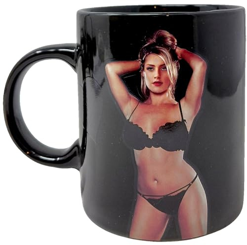 Tasse à café, mug sexy thermo-réactif déshabilleur femme blonde, en céramique, 25 cl