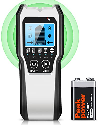 FOLAI Leitungssucher Ortungsgerät 5 in 1，verbesserter elektronischer Wandscanner mit HD-LCD-Display und Audioalarm zur Erkennung von Holz, Metall und Wechselstromkabeln