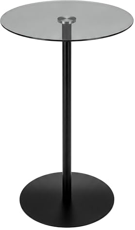 Spetebo Metall Beistelltisch rund mit Glasplatte, 53 x 35 cm, schwarz | Bistrotisch Design, Stabiler Standfuß, Für Wohnzimmer & Home Dekor