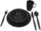 Harfield Black Camping Dining Set - Plate, Bowl, Beaker & Cutlery - Reusable Virtually Unbreakable Polycarbonate Plastic