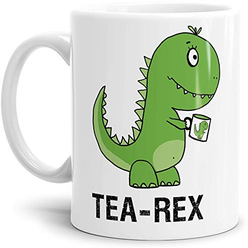 Dino-Tasse Tea-Rex Geschenk-Artikel/Liebes-Tasse/Witzig/Paar/Liebe/Kaffeetasse/Teetasse/Dino-Saurier/Weiss
