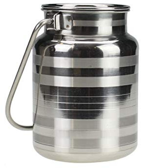 Stainless Steel Milk Churn Can Jug Canister with Carry Handle and Push Lid Milk Cream Transportation Container (5 Litre)