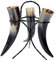 Lot de 3 verres à liqueur viking en forme de corne à boire - Support en métal authentique d'inspiration médiévale - Pour bar et cuisine