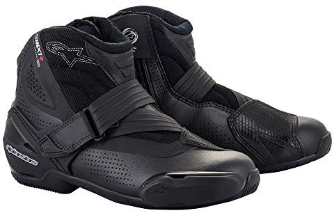 Alpinestars SMX-1 R V2 - Stivali da moto ventilati, struttura leggera in microfibra, flusso d'aria migliorato, presa superiore, Nero/Bianco, 47.5 EU