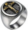 JewelryWe Kreuz Ring Siegelring Herren: Gold/Silber Edelstahl Herren-Ring Jesus Christus Kruzifix Fingerring Christlicher Religiöser Kreuzring Band Katholischer Schmuck Geschenk für Männer Größe 67