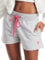 U.S. Polo Assn. Damen-Sweatshorts mit Taschen, French Terry, Pyjama-Shorts für Damen, Lounge-Shorts für Damen, Heather Grey1, X-Klein