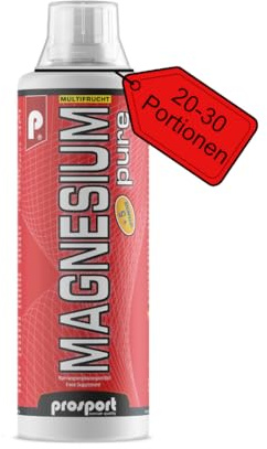 Prosport Magnesium Pure Vitamin-Konzentrat flüssig 500ml – Nahrungsergänzungsmittel hochdosiert mit 300mg Magnesium pro Portion, 5 B-Vitaminen - Multifrucht-Geschmack