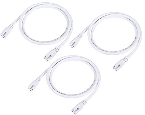 YOKIVE 3 Pcs T5 T8 LED Tube Connector Round Cable, Extendable Cord with Double End Connect Light Tubes, Great for LED Integrated Tubes (White, 3.28-Feet)