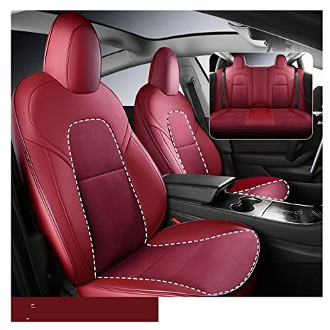 USDGIW Für Tesla Für Modell Y 3 Custom Full Set Autositzbezug Alcantara Autozubehör Spezifisch Vollständig Bedeckt Für 5-Sitzer Auto-Sitzschoner (Farbe : 1 UK)