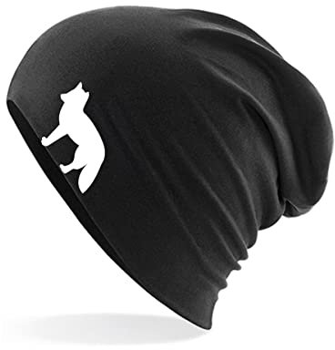 Huuraa Beanie Fuchs Silhouette Geschenk Black Fuchs Präsent