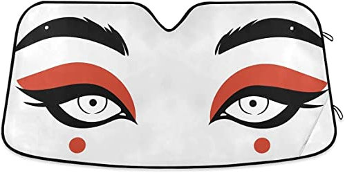 Sombrilla de Viento Frontal con Ojos Divertidos, Parasol para Coche Delantero, Visera Parasol Coche, Color Naranja, Personalizada, 130 x 70 cm