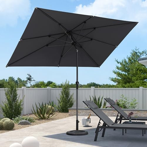 PURPLE LEAF Parasol de Jardin Exterieur inclinable 200 x 300 cm Rectangulaire Parasols en aluminium Toile Protection UV pour Balcon Terrasse Patio, Gris clair