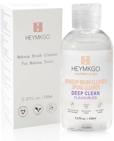 HEYMKGO Makeup Brushes Cleaner,Liquid Make Up Brush Cleaner, Fragrance-Free, No Harsh Chemicals & Cruelty-Free, Cleans Bristles Brush Cleaner for Makeup Lovers & Professionals,5.27fl.oz./150ml