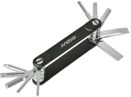 Andoer -10 in 1 Photographer Folding Key Pocket Multitool Tool Set, Folding Screwdriver with Storage Bag