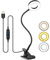 HIYAA Desk Lamp Clip On Clamp Light & 3 Light Mode 10 Dimmable Brightness Eye Caring Book Adjustable for Reading Studying Working Video Conference Lighting - Black