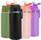 SUPPRUI Insulated Water Bottles,600ml Stainless Steel Water Bottle with Straw,Metal Water Bottle,Double Walled Drink Flasks Leakproof Keep Drinks Hot Cold(Black)