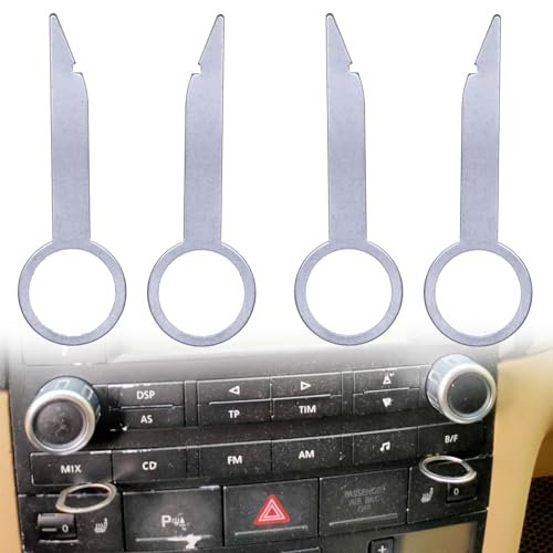 IUSOT 4PCS Car Radio Removal Tool Key, DIN Release Keys Extraction Tool for Audi A1, VW, Mercedes-Benz, Ford, Focus, Mondeo, Stainless Steel Stereo Removal Tools, Car Essentials