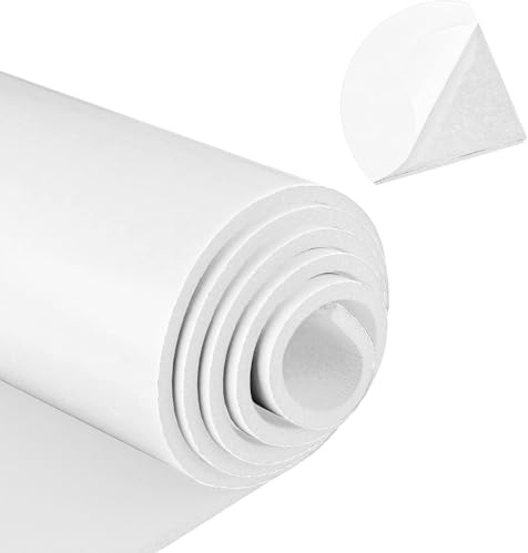 Zellkautschuk Schaumstoff Selbstklebend, Weiß, 300mm x 3mm x 2m | Moosgummi Selbstklebend, für Tür- und Fensterdichtung DIY, Wind- und Regenschutz, Stoßschutz, Schalldämmung
