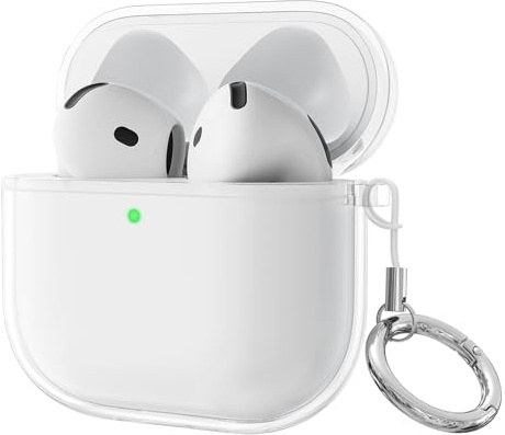 YLK Schutzhülle für AirPods 4 (2024), Damen und Herren, Schutzhülle aus Silikon für AirPods 4. Generation 2024, unterstützt USB-C-Aufladung und kabelloses Aufladen (transparent)