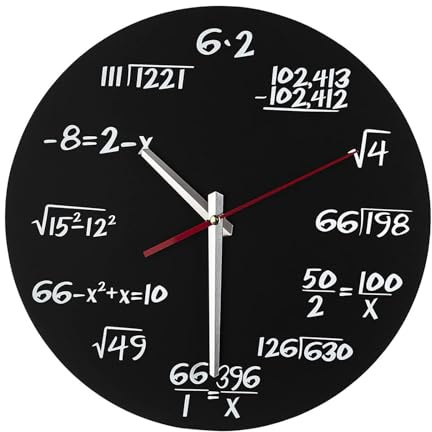 Sharplace Wanduhr ohne Tickgeräusch Stille Mathe Modern, Neuheit Wanduhr leicht zu lesen, Quarz Stille Wanduhren, Runde dekorative Wanduhr für Wohnzimmer, Küche, Büro, Stil d