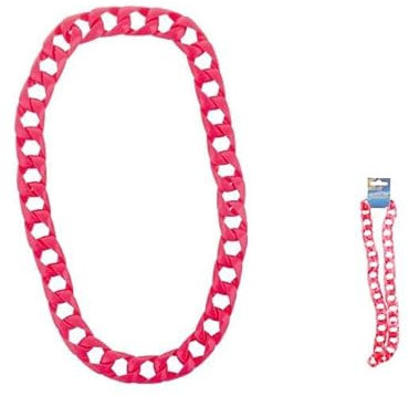 LP Divertissements Lot de 6 - Collier Rappeur Grands Anneaux néon Fluo Rose 40cm