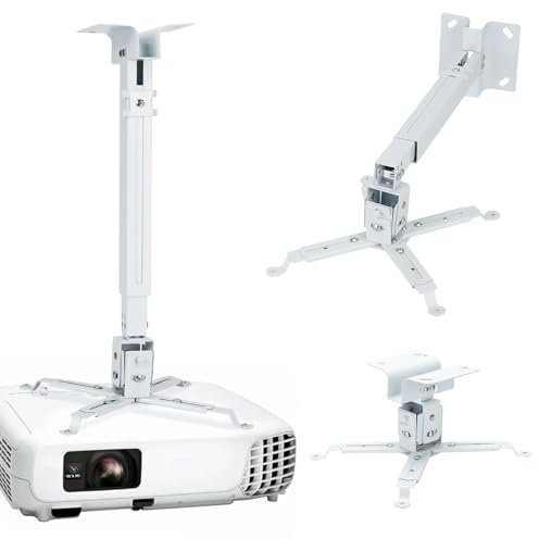 Runhike Projector Mounts Compatible with Epson Projector for Wall and Celling Mount,Ceiling Mount Compatible with Epson with Adjustable Height and Extendable Arms,White