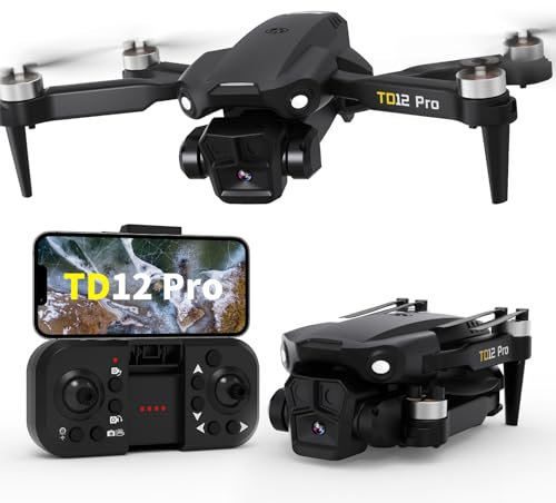 Toladrone TD12PRO Drone with Camera 4K, Drones for Adults Brushless Motor Level 3 Wind Resistance Headless Mode 3 Speed Modes, Mini Drone for Beginners with Carrying Case Foldable Quadcopter
