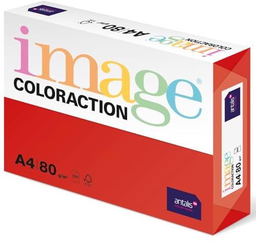Image Coloraction Chile - farbiges Kopierpapier - DIN A4, 210 x 297 mm, 80 g/m² - buntes, holzfreies Druckerpapier für Kopierer - 500 Blatt - Rot
