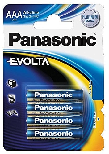 Panasonic LR03EGE/4BP Batterie alcaline EVOLTA AAA, Blister di 4, Blu