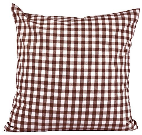 Hans-Textil-Shop Kissenbezug Karo 1x1 cm Reißverschluss - Kissenhülle, Kissen, Sofakissen, Kopfkissen, Dekokissen, Landhaus, Karomuster, Kariert (50x50 cm, Braun)