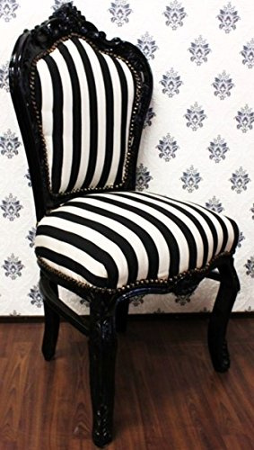 Casa Padrino Barock Esszimmer Stuhl Schwarz/Weiß Streifen/Schwarz B!