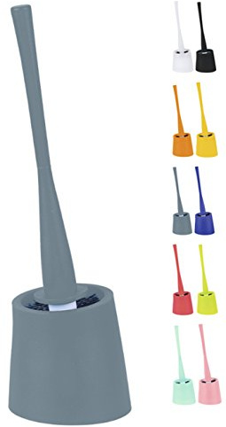 Spirella WC Bürste Klobürste Toilettenbürste hochwertig „Move“ mit hygienischem Behälter ØxH, 5 x 40cm-Grau, Grey, 12,5x40cm