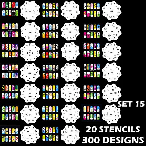 Set 15 300 Airbrush Nail Art Stencil Designs 20 Heart Template Sheets Kit Paint by Custom Shop