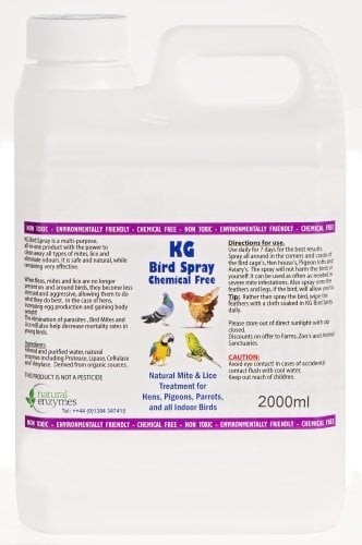KG Bird Spray 2000ml Will assist in Removal of Mites & Lice from Hens, Pigeons, Parrots & all indoor Birds