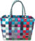 normani Einkaufskorb Shopper geflochten aus Kunststoff - robuster Strandkorb aus wasserabweisendem Material Farbe Classic/River