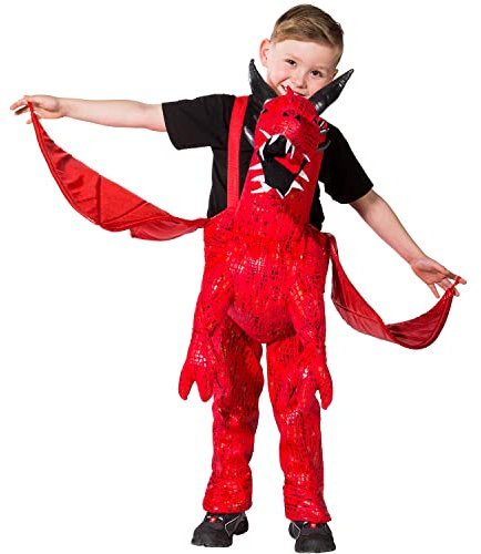 Roter Drache Huckepack Kostüm für Kinder - 3 bis 5 Jahre - Drachenkostüm zum Hineinsteigen Reiten Ritterspiele Burgfest Mittelalter Party