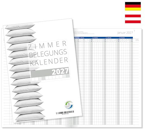 Zimmerbelegungsplan 2027, Zimmerbelegungskalender 2027, Reservierungskalender für Pensionen, Hotels und Ferienhäuser, Ferienvermietungen, blaue Sonn- und Feiertage
