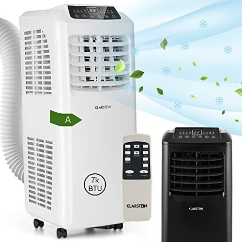 KLARSTEIN Pure Blizzard - Condizionatore Portatile, 3in1: Raffrescatore, Ventilatore, Deumidificatore, Guarnizione per Finestre, Telecomando, 7.000 BTU/2,1 kW, 21-34 m², 3 2G, Bianco