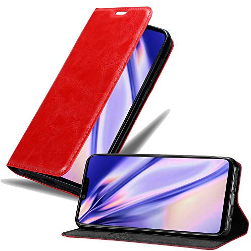 Cadorabo Hülle kompatibel mit LG G8 ThinQ aus Premium Kunst Leder Flip Klappbare Stoßfeste Magnetische [Standfunktion] [Kartenfächern] Cover Hülle für LG G8 ThinQ Tasche in Rot