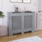 Vida Designs Oxford Radiator Cover – Traditional Cross Pattern, Olive Grey, MDF, Painted Finish, Heat Efficient, Medium, (H 82 x W 111 x D 19 cm)